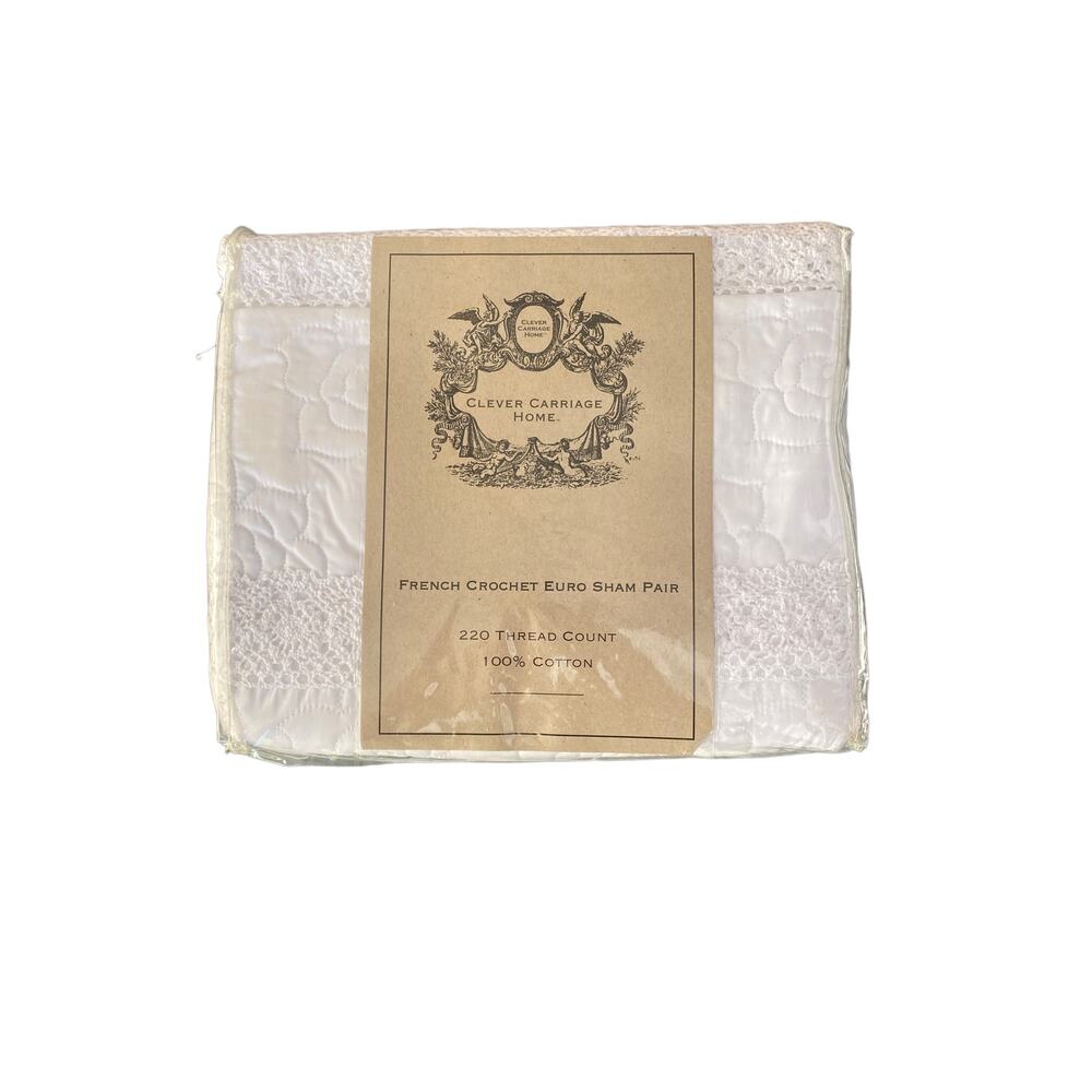 Clever Carriage White French Crochet Euro Shams  H100611